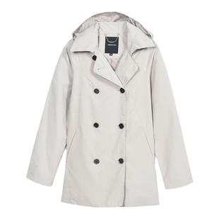 伦敦雾秋季新款女士连帽插肩袖双排扣短款风衣款外套商务通勤上衣