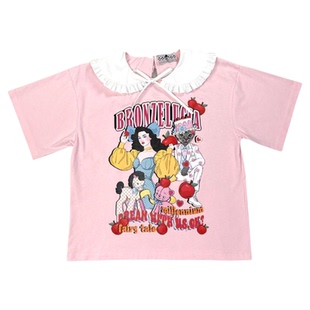 Bronze Lucia 粉色千禧辣妹娃娃领T恤短袖原创设计师上衣学院少女