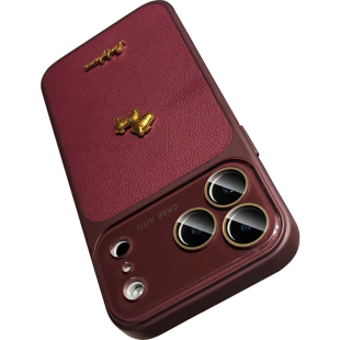 2026原创超火适用iphone17promax手机壳红色皮纹17e新款苹果18pro带镜头膜16高级感小众15超好看14轻奢13外壳