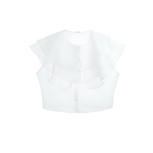 随想铺原创设计美仙韩系女主欧根纱梦幻三层荷叶边半身假领子白黑