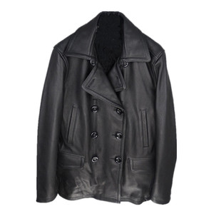 双排扣风衣日本改良男款头层进口牛皮风衣男款中长款