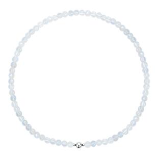 无用之用「鲜活春色」天然强蓝光白月光石圆珠项链原创设计轻奢