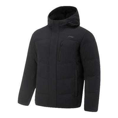 李宁保暖防风连帽男子羽绒服