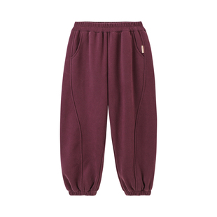 布丁哈鲁冬装童装女童加厚一体绒保暖休闲裤子儿童加绒束脚卫裤冬