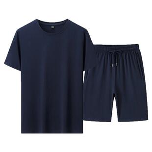 吉普JEEP纯棉运动套装男士夏季薄款中年父亲夏装跑步休闲运动服男