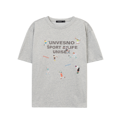 【四合一功能】Unvesno(UN)趣味运动插画印花抗菌凉感速干短袖T恤