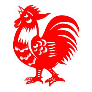 中式大红公鸡剪纸镂空玻璃贴不干胶窗花墙贴装饰门画自带胶防水