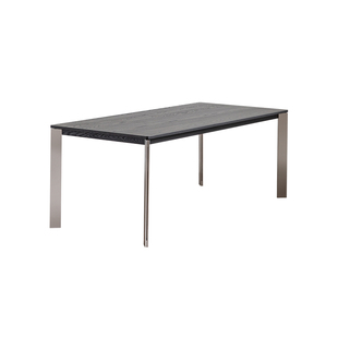 小写inner实木餐桌家用中古风长方形大板桌黑色白蜡木书桌工作台