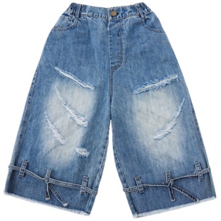 LEOOHOOLE | 哦哦乐 超酷 时髦精工艺破洞毛边七八分牛仔裤中裤