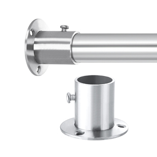 304不锈钢挂衣杆衣柜横杆吊衣杆衣橱圆管杆子法兰固定底座晾衣杆