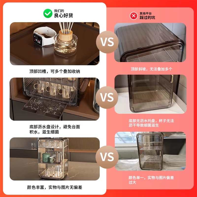 茶具收纳盒透明放功夫茶杯茶壶杯架酒杯防尘杯子收纳架置物架子