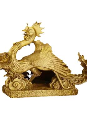 黄铜新中式客厅摆件龙凤呈祥