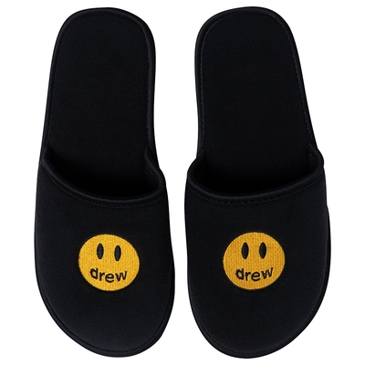 drewhouse刺绣笑脸图案绒拖鞋