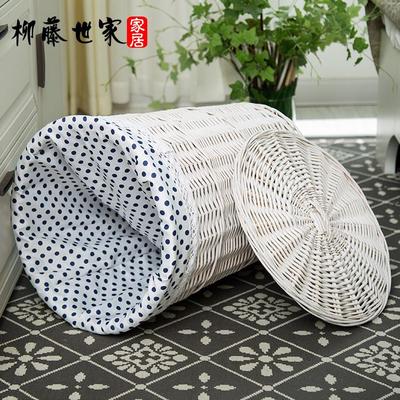 优质藤编收纳筐带盖可拆洗脏衣服收纳桶编织筐藤篮脏衣桶房间收纳