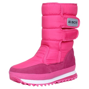 冬季保暖雪地靴女防水防滑加厚加绒中筒靴东北情侣款厚底棉鞋