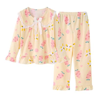 春秋季女童睡衣长袖可爱萝卜兔2025小女孩秋天薄款空调家居服套装