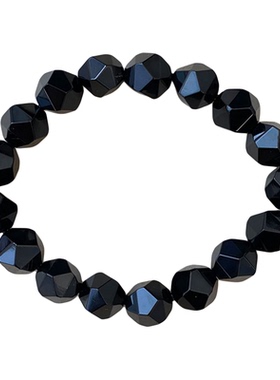 天然黑玛瑙情侣切面转运手链