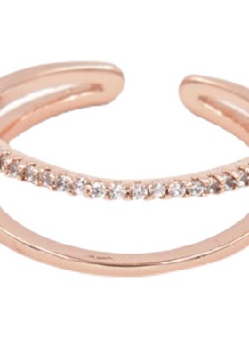 时尚甜美镶钻微调开口饰品戒指