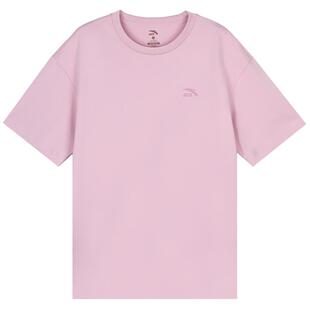 安踏短袖女t恤2026新款品牌夏季薄款透气棉T圆领宽松粉色半袖女款