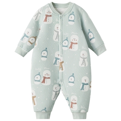 婴儿夹棉连体衣秋冬宝宝保暖衣服