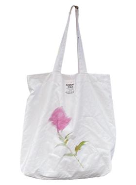 小众款白色帆布包女印花布袋日系简约大容量粉玫瑰单肩包托特包