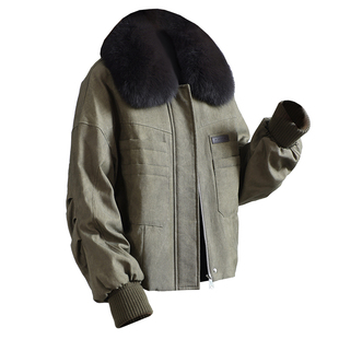 进口狐狸毛真皮草大衣女2026冬新毛领时尚加厚保暖鹅绒羽绒服外套