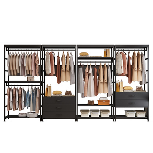 步入式衣帽间挂衣架家用卧室双层衣帽架子组合网红开放式金属衣柜