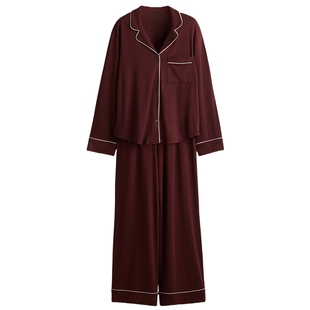 HM女装家居服套装2件式夏季保暖长袖睡衣睡裤休闲家居服0998802