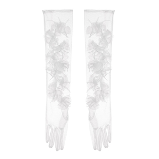 婚纱手套黑色缎面蝴蝶结短款全指礼服手套演出造型晚装宴会新娘款