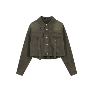 Jamor复古做旧牛仔外套2025春夏新款时尚短款辣妹上衣