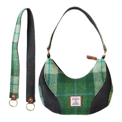 哈里斯粗花呢月牙包棒球腋下包