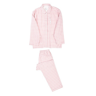 日式双层纱睡衣长袖纯棉女春夏季专柜品质格子男士长裤家居服套装