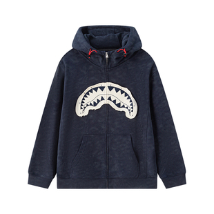 SprayGround鲨鱼嘴25秋冬连帽开衫卫衣男女美式宽松休闲拉链外套