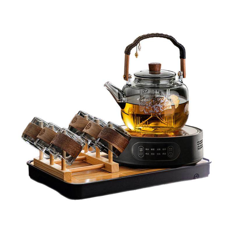 忆壶茶新款电陶炉煮茶器套装家用玻璃蒸煮茶壶加厚耐热提梁壶茶盘