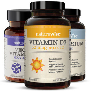 【D3K2镁三合一】naturewise阳光瓶2000iu维生素D3成人维生素K2镁