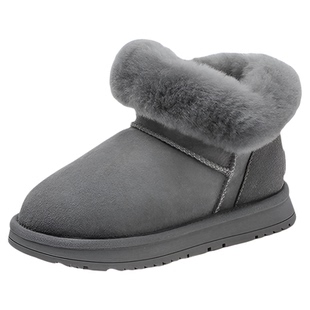 Dickies童靴男女童棉鞋宝宝棉靴羊毛真皮冬季保暖女靴儿童雪地靴