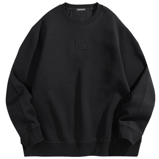 太平鸟男装 圆领拼接卫衣秋季宽松时尚刺绣男士上衣潮流