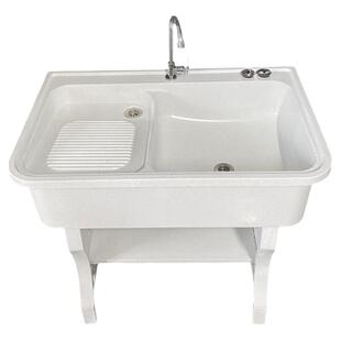 石英石洗衣池台盆一体阳台家用大理石洗衣槽带搓板户外庭院洗手台