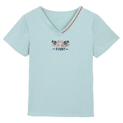 v领白色短袖t恤女2025夏季新款