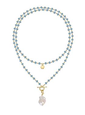 徐艺洋同款黑鱼岛黑蓝宝叠戴项链