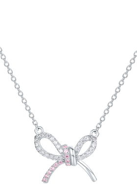 周六福项链女蝴蝶结链坠S925银高级感轻奢小众送女友圣诞礼物