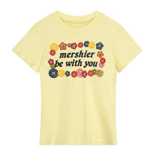 YAMMYUKI美式趣味字母印花短袖T恤女夏季修身显瘦正肩圆领上衣