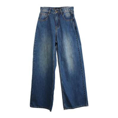 A21女装弹力高腰小直筒牛仔长裤