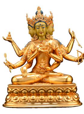 全鎏金尊胜佛母装饰品雕像摆件