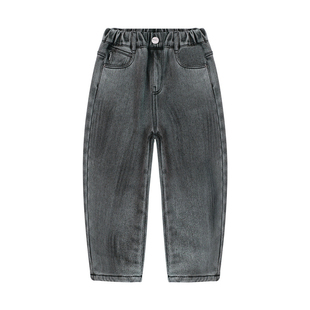 EBAER儿童时尚加绒牛仔裤2025冬装新款男童抑菌软牛仔长裤休闲裤