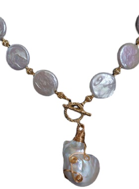 天然巴洛克珍珠钱币法式异形