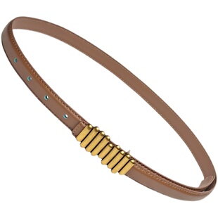 真皮腰带女百搭金属毛毛虫皮带装饰配毛衣西装大衣腰封腰饰ins风