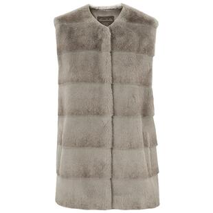 COCOBELLA高奢100%醋酸环保皮草马甲女冬通勤渐变马夹上衣FU0013