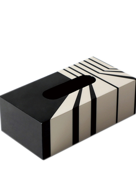 本墨 中黑白简约创意高级MDF抽纸盒样板房酒店餐厅客厅桌面收纳盒