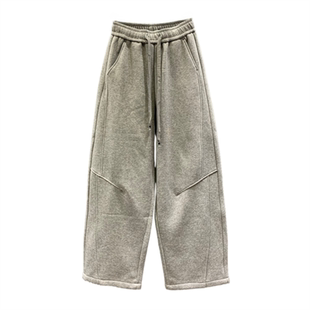 清仓处理 加绒弯刀卫裤女2026年冬季新款抽绳松紧腰阔腿运动裤